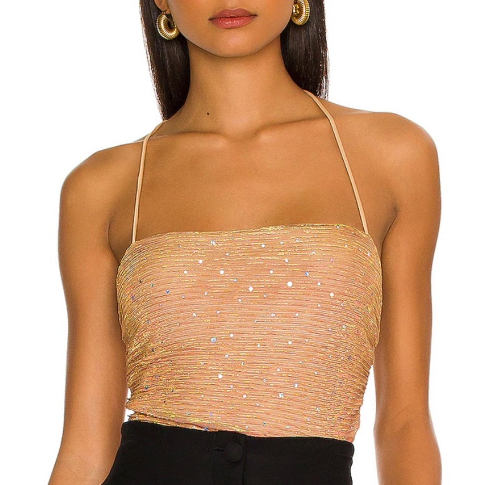 Olivia Sparkle Cami Bodysuit in Caramel